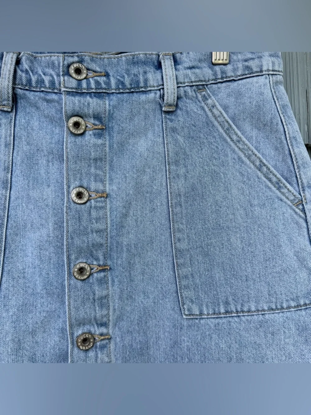lucky brand denim utility skirt with pockets, women's size 8/29, button down - Picture 8 of 16